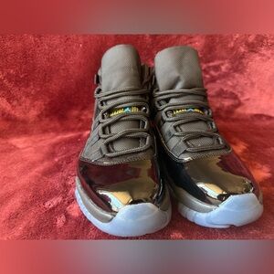 Jordan Men's Black Patent Leather Sneakers with Icy Blue Outsole